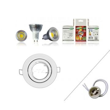 Spot composé - Douille GU10 - Ampoule LED 5W 3000k - Collerette ronde orientable