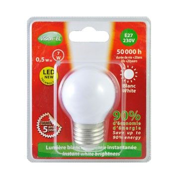 Ampoule LED Vision-EL Globe E27 0,5W blanc froid 7616B