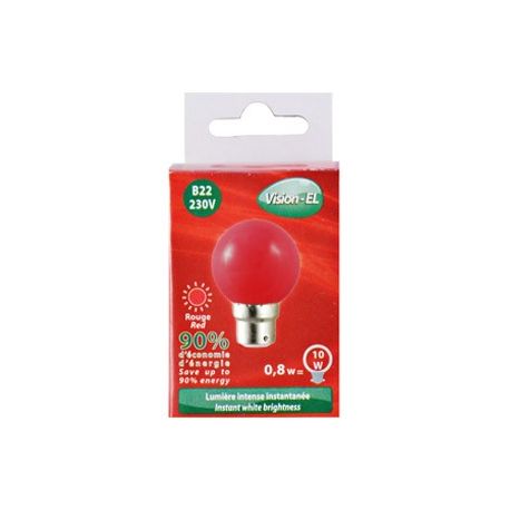 Ampoule LED Vision-EL Globe B22 0,8W rouge 7642C